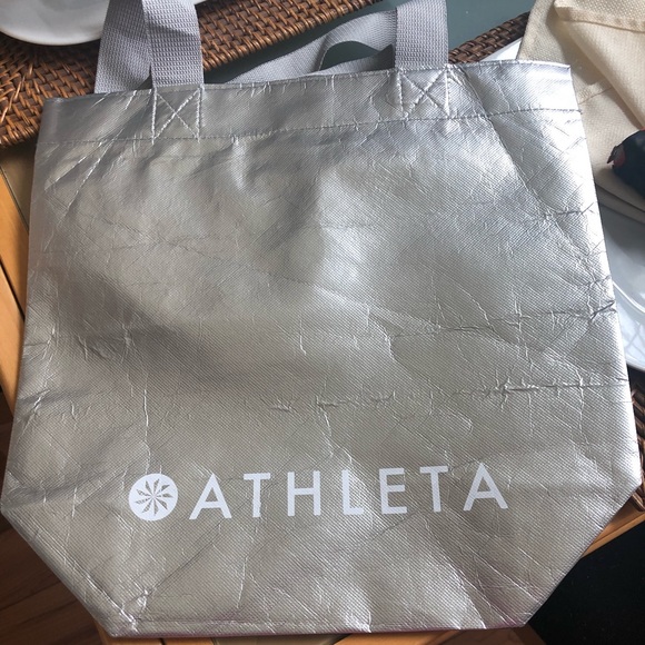 Athleta silver handbag tote bag gym bag workout bag - Picture 2 of 3